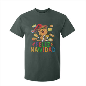 Funny Mexican Cat Christmas T Shirt For Kid Feliz Navidad Sombrero Kitty Xmas TS14 Dark Forest Green Print Your Wear