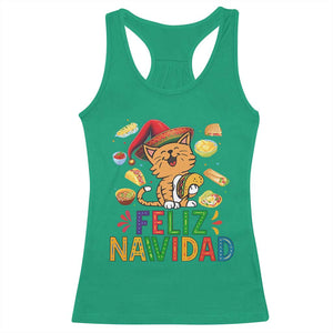 Funny Mexican Cat Christmas Racerback Tank Top Feliz Navidad Sombrero Kitty Xmas TS14 Irish Green Print Your Wear