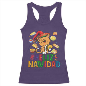 Funny Mexican Cat Christmas Racerback Tank Top Feliz Navidad Sombrero Kitty Xmas TS14 Purple Print Your Wear