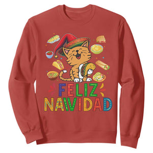 Funny Mexican Cat Christmas Sweatshirt Feliz Navidad Sombrero Kitty Xmas TS14 Red Print Your Wear