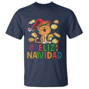 Funny Mexican Cat Christmas T Shirt Feliz Navidad Sombrero Kitty Xmas TS14 Navy Print Your Wear