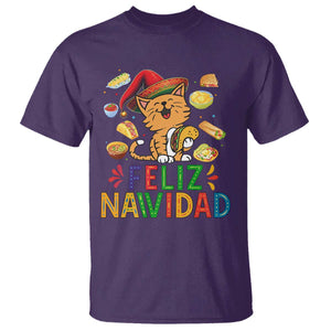Funny Mexican Cat Christmas T Shirt Feliz Navidad Sombrero Kitty Xmas TS14 Purple Print Your Wear