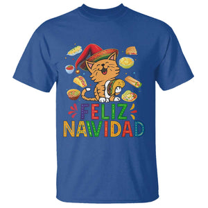 Funny Mexican Cat Christmas T Shirt Feliz Navidad Sombrero Kitty Xmas TS14 Royal Blue Print Your Wear