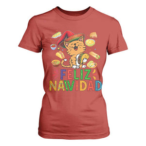 Funny Mexican Cat Christmas T Shirt For Women Feliz Navidad Sombrero Kitty Xmas TS14 Red Print Your Wear
