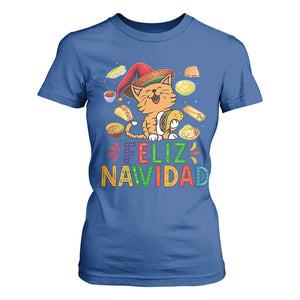 Funny Mexican Cat Christmas T Shirt For Women Feliz Navidad Sombrero Kitty Xmas TS14 Royal Blue Print Your Wear
