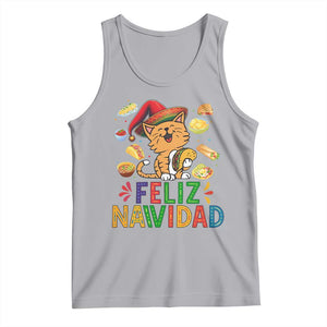 Funny Mexican Cat Christmas Tank Top Feliz Navidad Sombrero Kitty Xmas - Print Your Wear