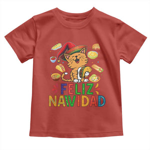 Funny Mexican Cat Christmas Toddler T Shirt Feliz Navidad Sombrero Kitty Xmas TS14 Red Print Your Wear