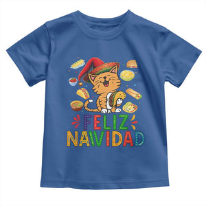 Funny Mexican Cat Christmas Toddler T Shirt Feliz Navidad Sombrero Kitty Xmas TS14 Royal Blue Print Your Wear