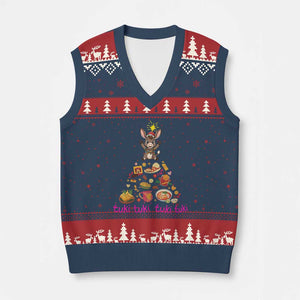 Mi Burrito Sabanero V-Neck Knit Sweater Vest Donkey Mexican Xmas TS14 Navy Red Print Your Wear
