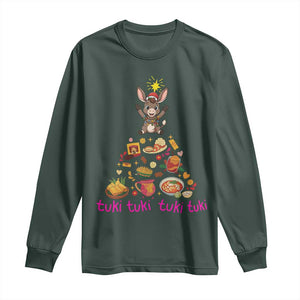 Mi Burrito Sabanero Long Sleeve Shirt Donkey Mexican Christmas TS14 Dark Forest Green Print Your Wear