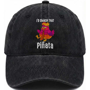Funny Pinata Mexican Washed Cotton Baseball Cap Trump Always Chicken TS14 Washed Cap Universal Fit Black Print Your Wear
