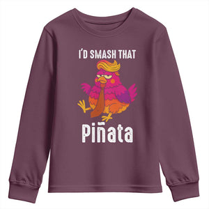 Funny Pinata Mexican Youth Sweatshirt Trump Always Chicken TS14 Maroon Print Your Wear