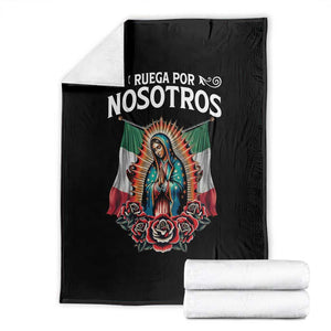 Our Lady of Guadalupe Throw Blanket Virgin Mary Mexican Flag TS14 Black Print Your Wear