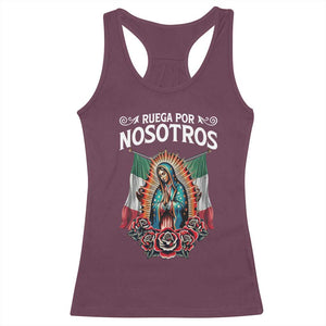 Our Lady of Guadalupe Racerback Tank Top Virgin Mary Mexican Flag TS14 Maroon Print Your Wear
