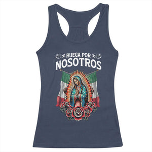 Our Lady of Guadalupe Racerback Tank Top Virgin Mary Mexican Flag TS14 Navy Print Your Wear