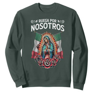Our Lady of Guadalupe Sweatshirt Virgin Mary Mexican Flag TS14 Dark Forest Green Print Your Wear