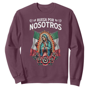 Our Lady of Guadalupe Sweatshirt Virgin Mary Mexican Flag TS14 Maroon Print Your Wear