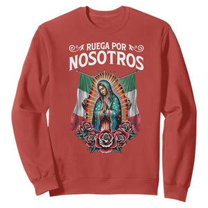 Our Lady of Guadalupe Sweatshirt Virgin Mary Mexican Flag TS14 Red Print Your Wear