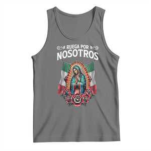 Our Lady of Guadalupe Tank Top Virgin Mary Mexican Flag TS14 Black Heather Print Your Wear
