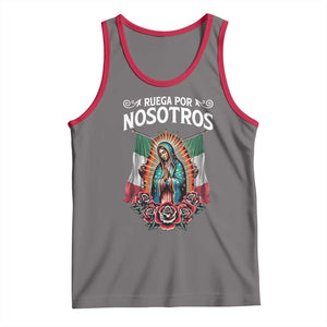 Our Lady of Guadalupe Tank Top Virgin Mary Mexican Flag TS14 Deep Heather Red Print Your Wear