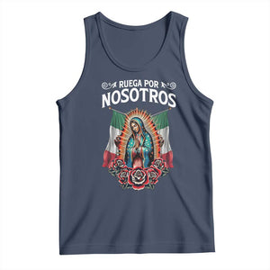 Our Lady of Guadalupe Tank Top Virgin Mary Mexican Flag TS14 Navy Print Your Wear