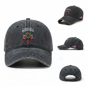Our Lady of Guadalupe Washed Cotton Baseball Cap Virgin Mary Mexican Flag TS14 Washed Cap Universal Fit Dark Gray Print Your Wear