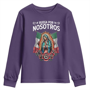 Our Lady of Guadalupe Youth Sweatshirt Virgin Mary Mexican Flag TS14 Purple Print Your Wear