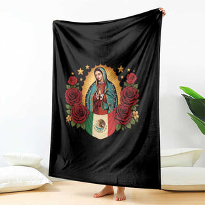 Our Lady of Guadalupe Mexican Flag Throw Blanket TS14 Print Your Wear