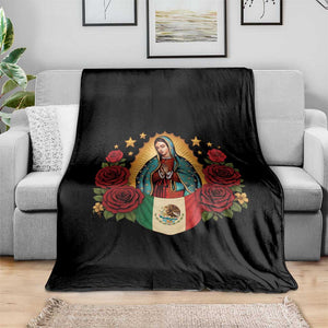 Our Lady of Guadalupe Mexican Flag Throw Blanket TS14 Print Your Wear