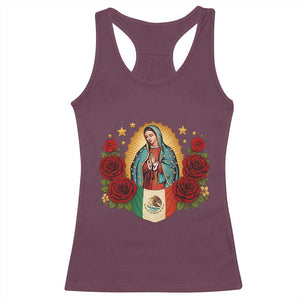 Our Lady of Guadalupe Mexican Flag Racerback Tank Top TS14 Maroon Print Your Wear
