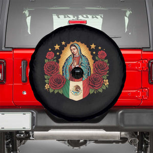 Our Lady of Guadalupe Mexican Flag Spare Tire Cover TS14 Black Print Your Wear