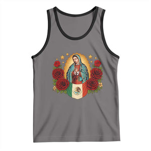 Our Lady of Guadalupe Mexican Flag Tank Top TS14 Deep Heather Black Print Your Wear