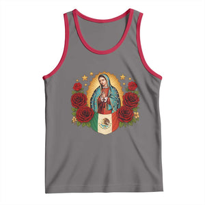 Our Lady of Guadalupe Mexican Flag Tank Top TS14 Deep Heather Red Print Your Wear