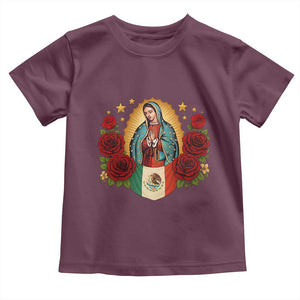 Our Lady of Guadalupe Mexican Flag Toddler T Shirt TS14 Maroon Print Your Wear