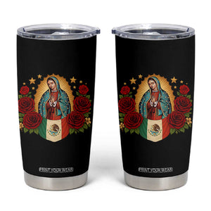 Our Lady of Guadalupe Mexican Flag Tumbler Cup TS14 Black Print Your Wear