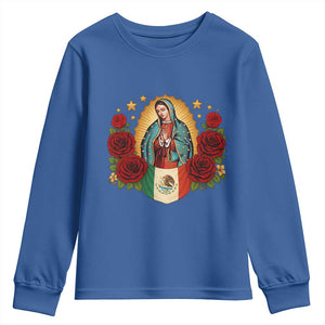 Our Lady of Guadalupe Mexican Flag Youth Sweatshirt TS14 Royal Blue Print Your Wear