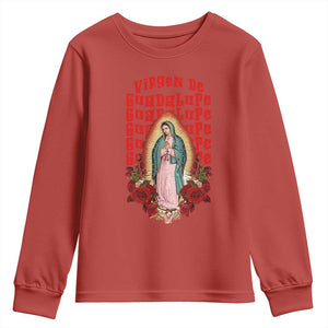 Our Lady of Guadalupe Youth Sweatshirt Saint Virgin Mary Mexican TS14 Red Print Your Wear