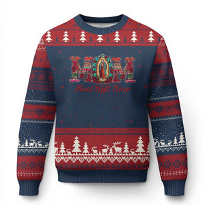 Our Lady of Guadalupe Ugly Christmas Sweater Virgin Mary Christian TS14 Navy Red Print Your Wear