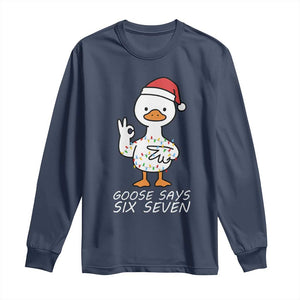 67 Six Seven Silly Goose Christmas Meme Long Sleeve Shirt TS14 Navy Print Your Wear