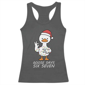67 Six Seven Silly Goose Christmas Meme Racerback Tank Top TS14 Dark Heather Print Your Wear