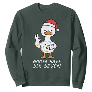 67 Six Seven Silly Goose Christmas Meme Sweatshirt TS14 Dark Forest Green Print Your Wear