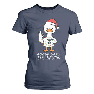 67 Six Seven Silly Goose Christmas Meme T Shirt For Women TS14 Navy Print Your Wear