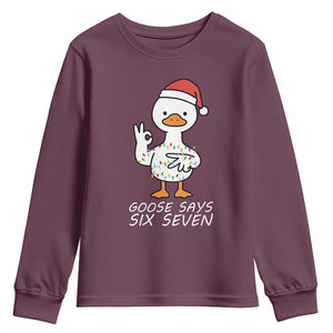 67 Six Seven Silly Goose Christmas Meme Youth Sweatshirt TS14 Maroon Print Your Wear