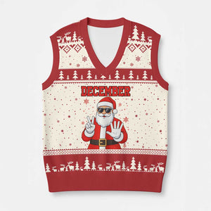 December 25 V-Neck Knit Sweater Vest Funny Santa Says Xmas TS14 Beige Red Print Your Wear