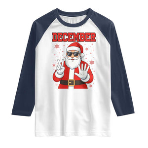 December 25 Raglan Shirt Funny Santa Says Christmas TS14 White Navy Print Your Wear