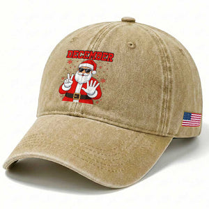 December 25 Washed Cotton Baseball Cap Funny Santa Says Christmas TS14 Print Your Wear