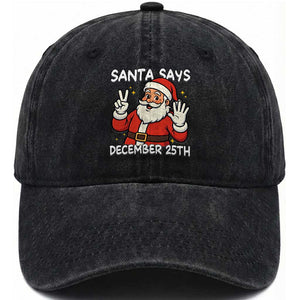 Santa Christmas December 25 Washed Cotton Baseball Cap TS14 Washed Cap Universal Fit Black Print Your Wear
