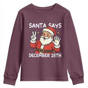 Santa Christmas December 25 Youth Sweatshirt TS14 Maroon Print Your Wear