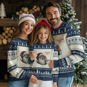 Funny Santa Xmas December 25 Ugly Christmas Sweater TS14 Beige Navy Print Your Wear