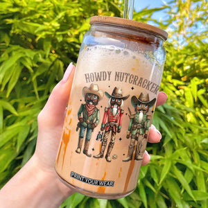 Nutcracker Cowboy Christmas Western Country Howdy Glass Can TS14 White Print Your Wear